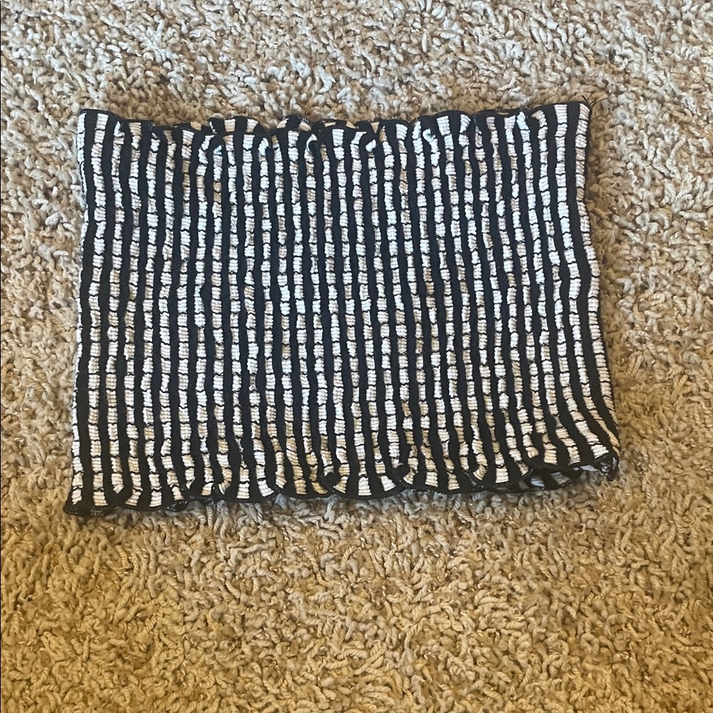 Black and White Striped Tube Top